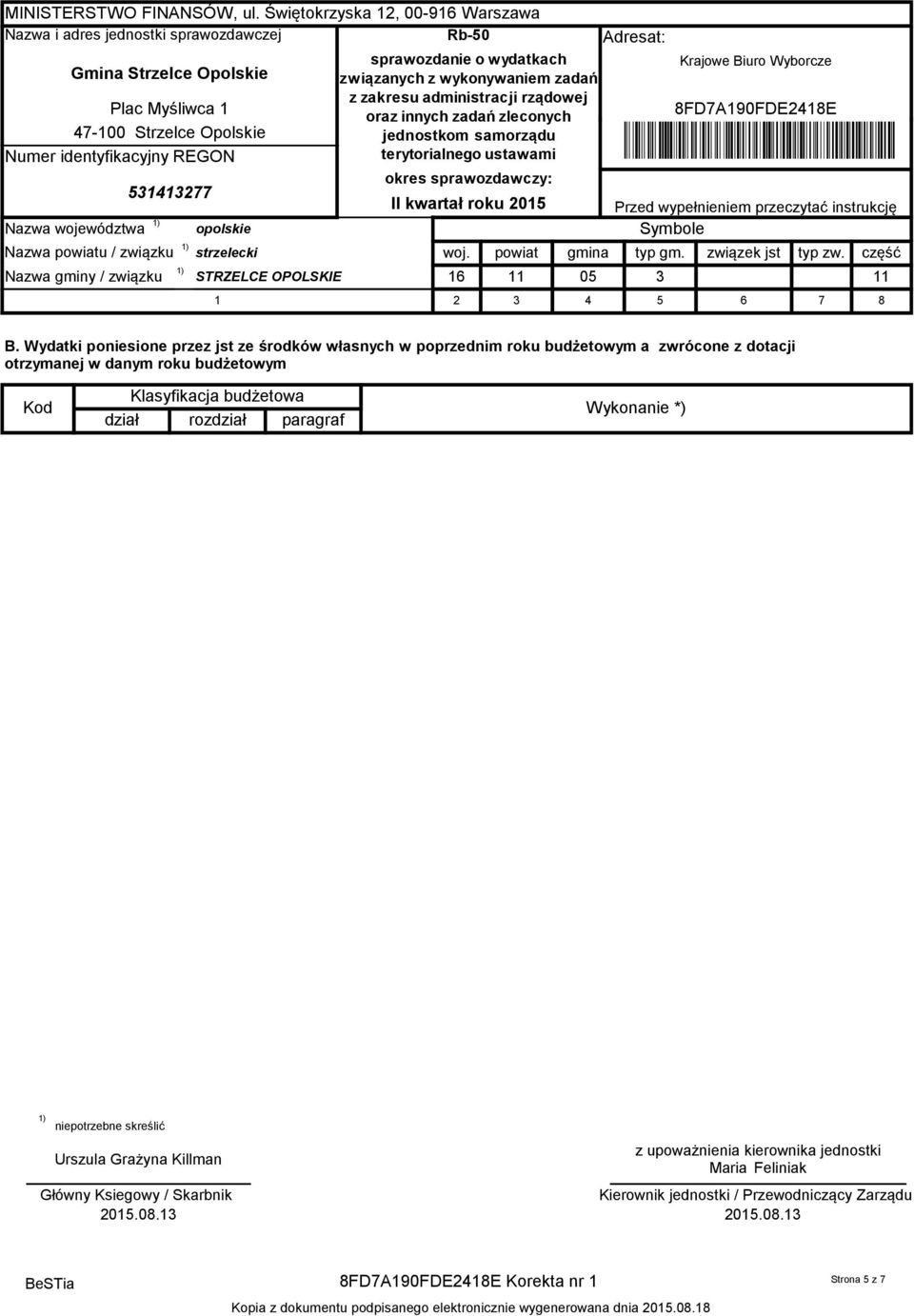 5 związek jst 6 typ zw. 7 B.