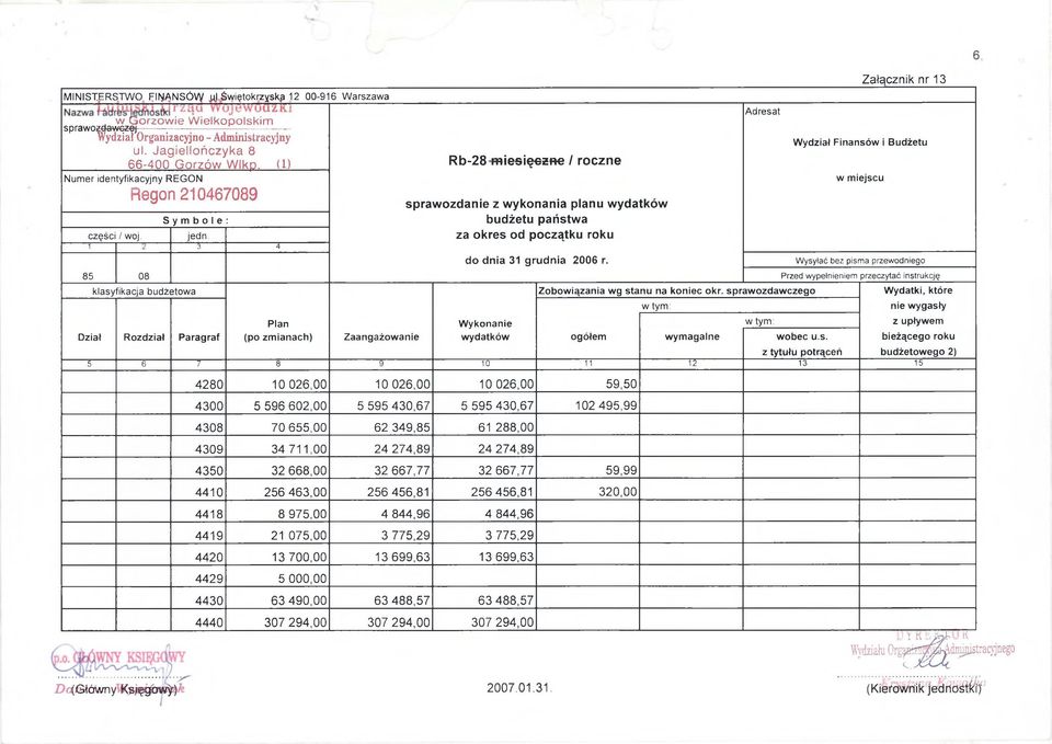 1 3 4 W ykonanie Wysytać bez pisma przewodniego 5 6 7 8 9 10 11 12 13 15 4280 10 026,00 10 026,00 10 026,00 59,50 4300 5 596 602,00 5 595 430,67 5 595 430,67 102 495,99 4308 70 655,00 62 349,85 61