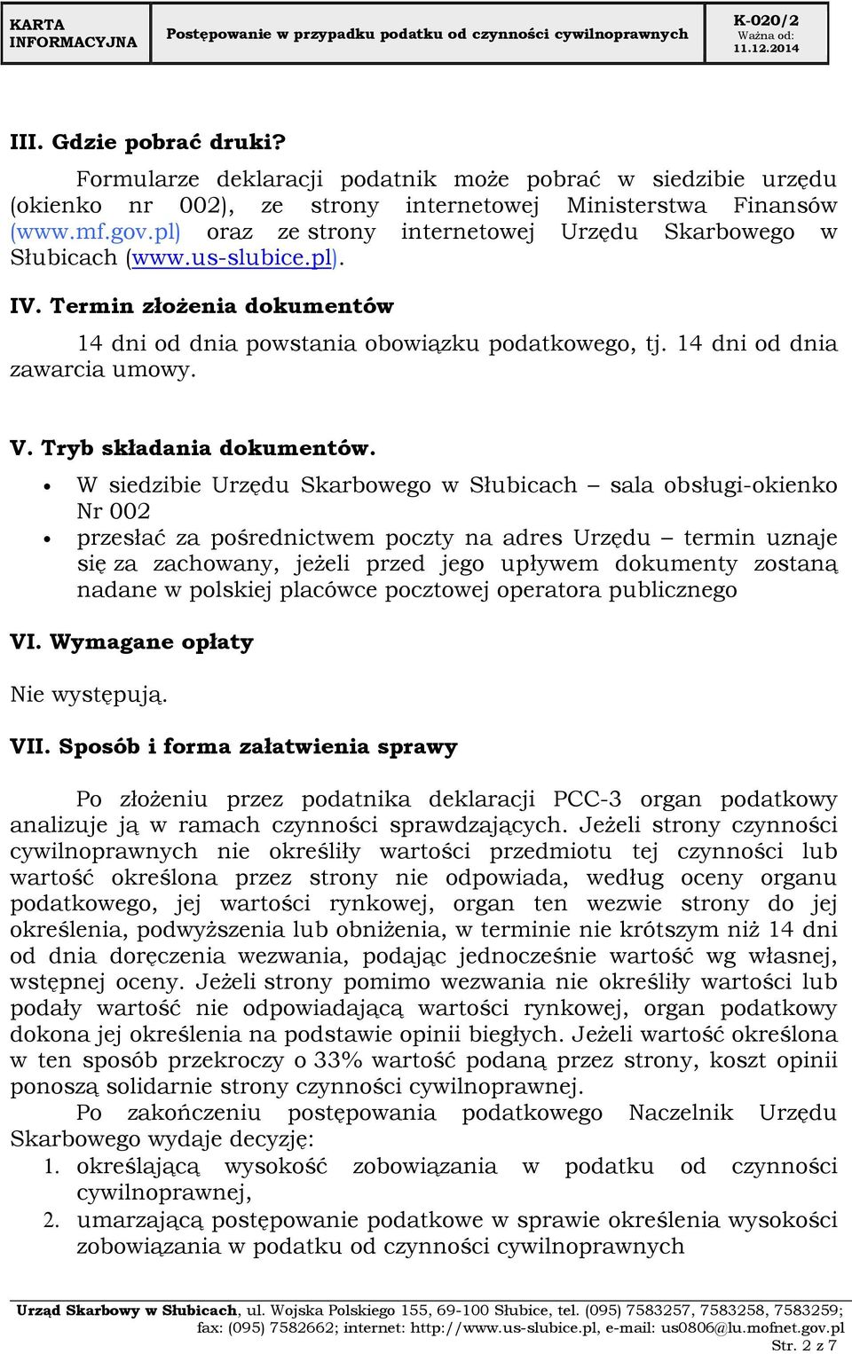 Tryb składania dokumentów.