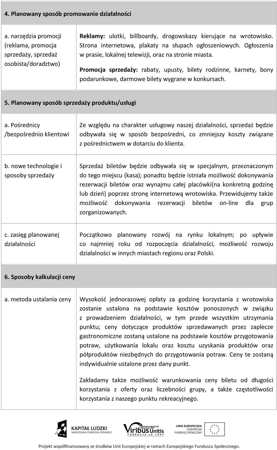 Promocja sprzedaży: rabaty, upusty, bilety rodzinne, karnety, bony podarunkowe, darmowe bilety wygrane w konkursach. 5. Planowany sposób sprzedaży produktu/usługi a.