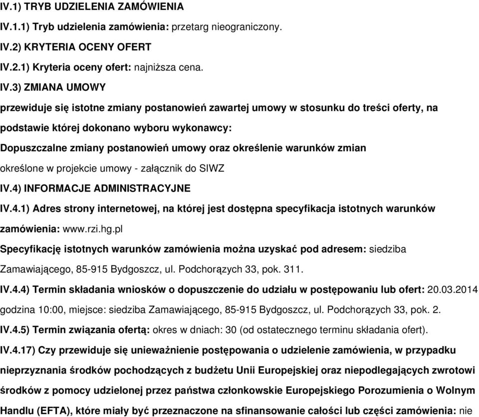 2) KRYTERIA OCENY OFERT IV.