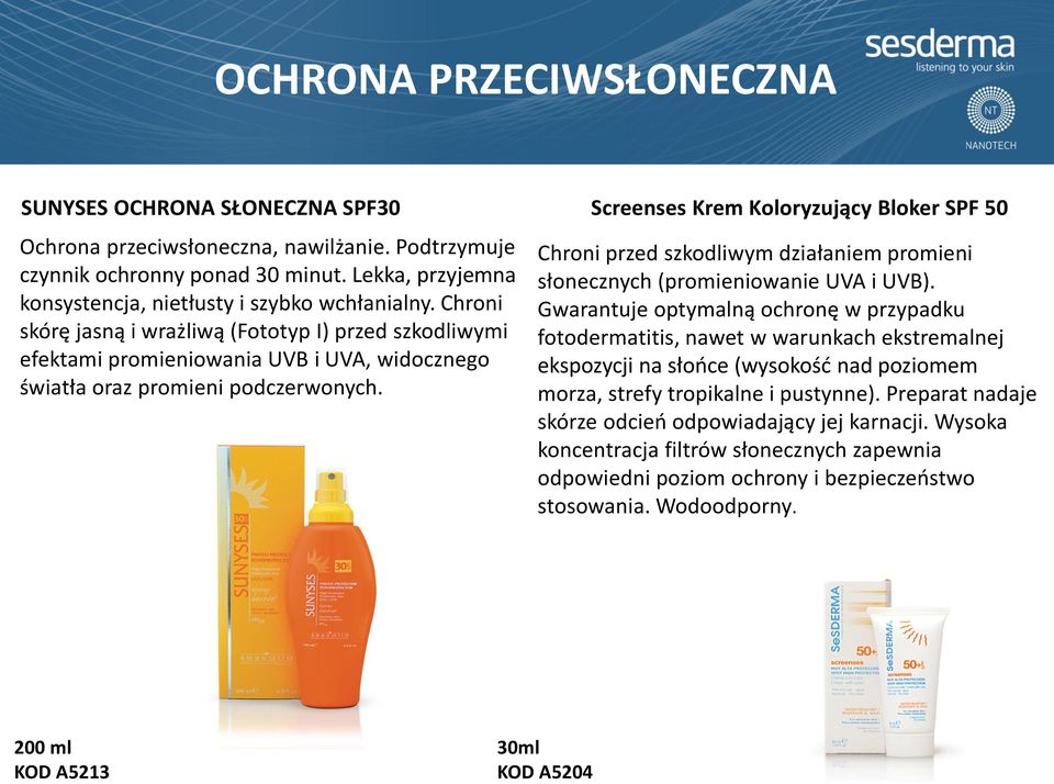 Chroni skórę jasną i wrażliwą (Fototyp I) przed szkodliwymi efektami promieniowania UVB i UVA, widocznego światła oraz promieni podczerwonych.