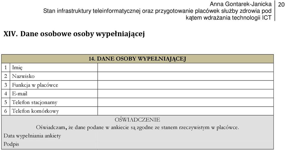 4 E-mail 5 Telefon stacjonarny 6 Telefon komórkowy 14.