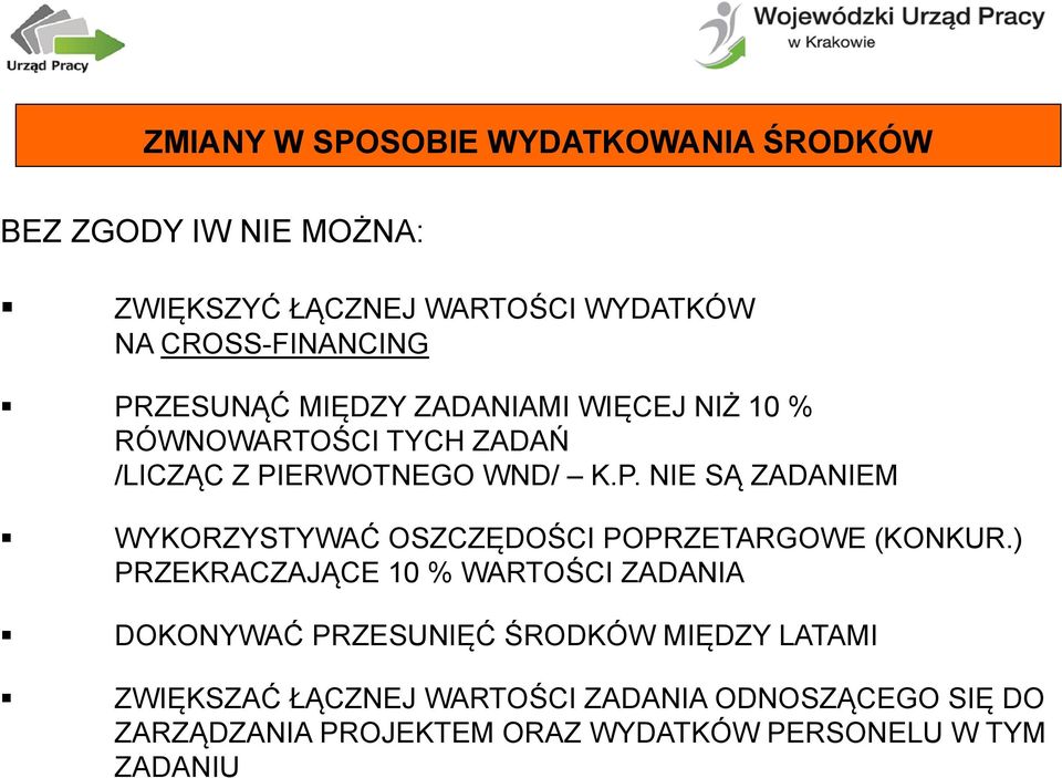 ) PRZEKRACZAJĄCE 10 % WARTOŚCI ZADANIA DOKONYWAĆ PRZESUNIĘĆ ŚRODKÓW MIĘDZY LATAMI ZWIĘKSZAĆ ŁĄCZNEJ WARTOŚCI ZADANIA