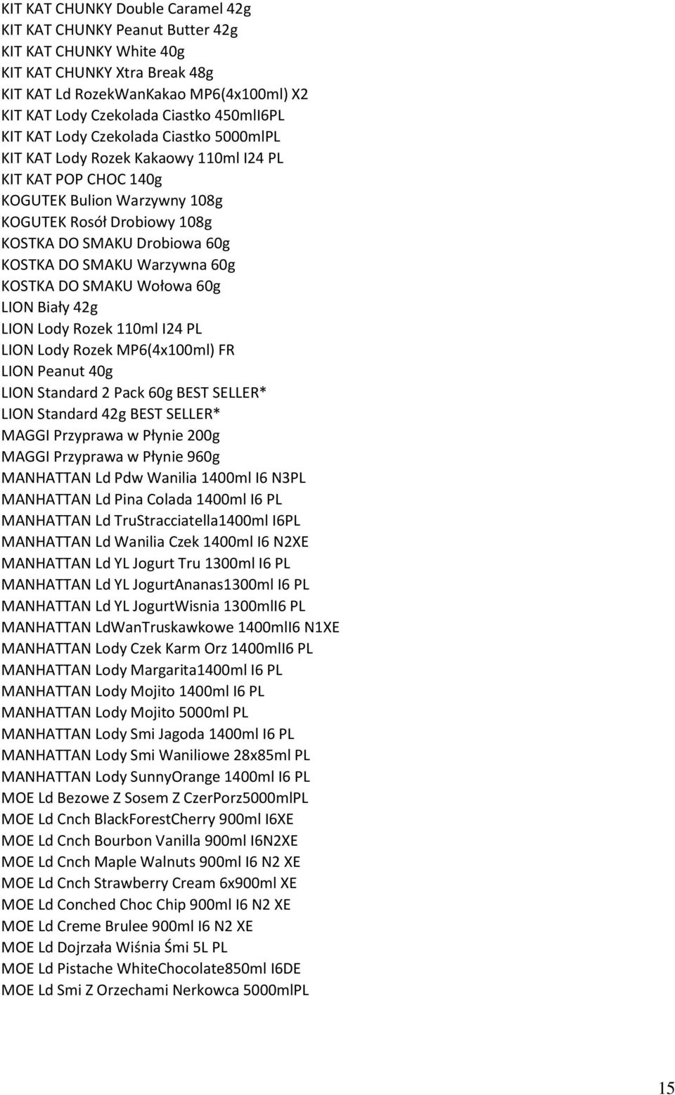 KOSTKA DO SMAKU Warzywna 60g KOSTKA DO SMAKU Wołowa 60g LION Biały 42g LION Lody Rozek 110ml I24 PL LION Lody Rozek MP6(4x100ml) FR LION Peanut 40g LION Standard 2 Pack 60g BEST SELLER* LION Standard