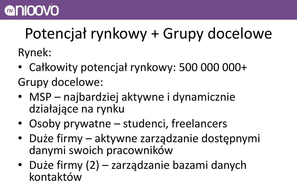 Osoby prywatne studenci, freelancers Duże firmy aktywne zarządzanie dostępnymi