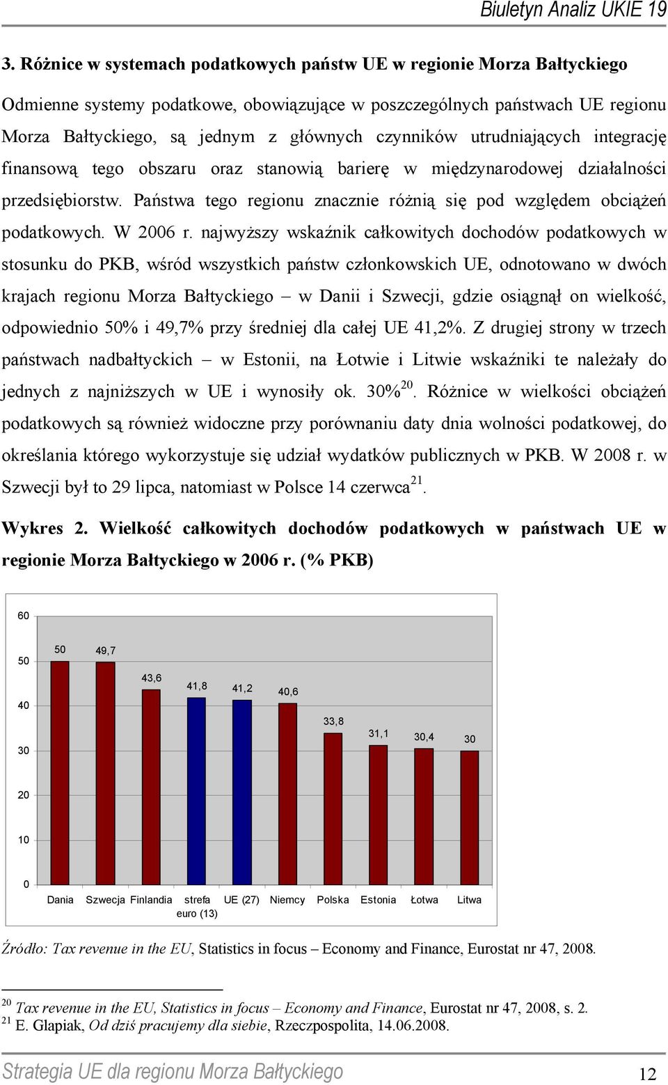 Państwa tego regionu znacznie różnią się pod względem obciążeń podatkowych. W 2006 r.