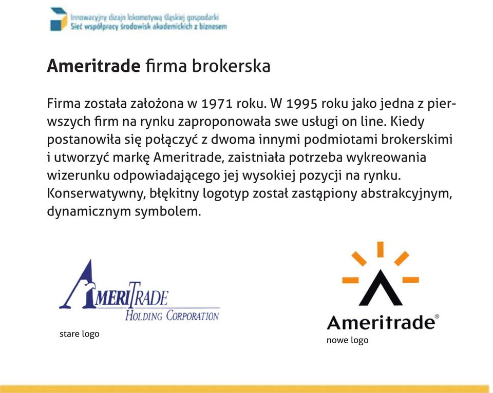 Kiedy postanowiła się połączyć z dwoma innymi podmiotami brokerskimi i utworzyć markę Ameritrade, zaistniała