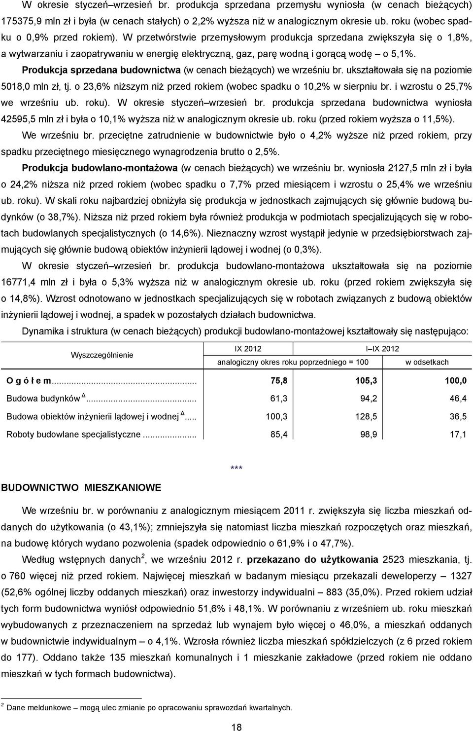 W przetwórstwie przemysłowym produkcja sprzedana zwiększyła się o 1,8%, a wytwarzaniu i zaopatrywaniu w energię elektryczną, gaz, parę wodną i gorącą wodę o 5,1%.