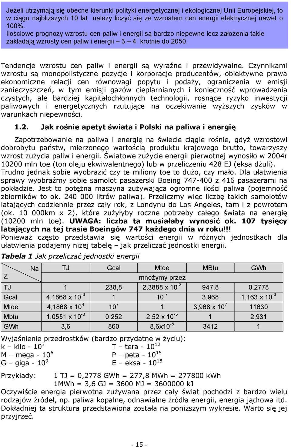 Tendencje wzrostu cen paliw i energii są wyraźne i przewidywalne.