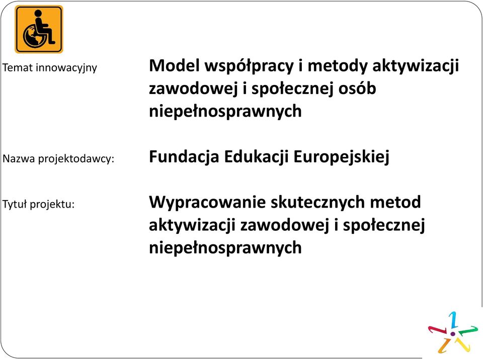 niepełnosprawnych Fundacja Edukacji Europejskiej Wypracowanie