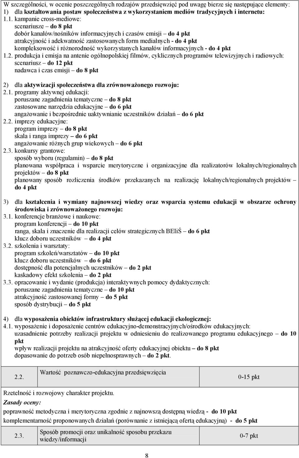 róŝnorodność wykorzystanych kanałów informacyjnych - do 4 pkt 1.2.