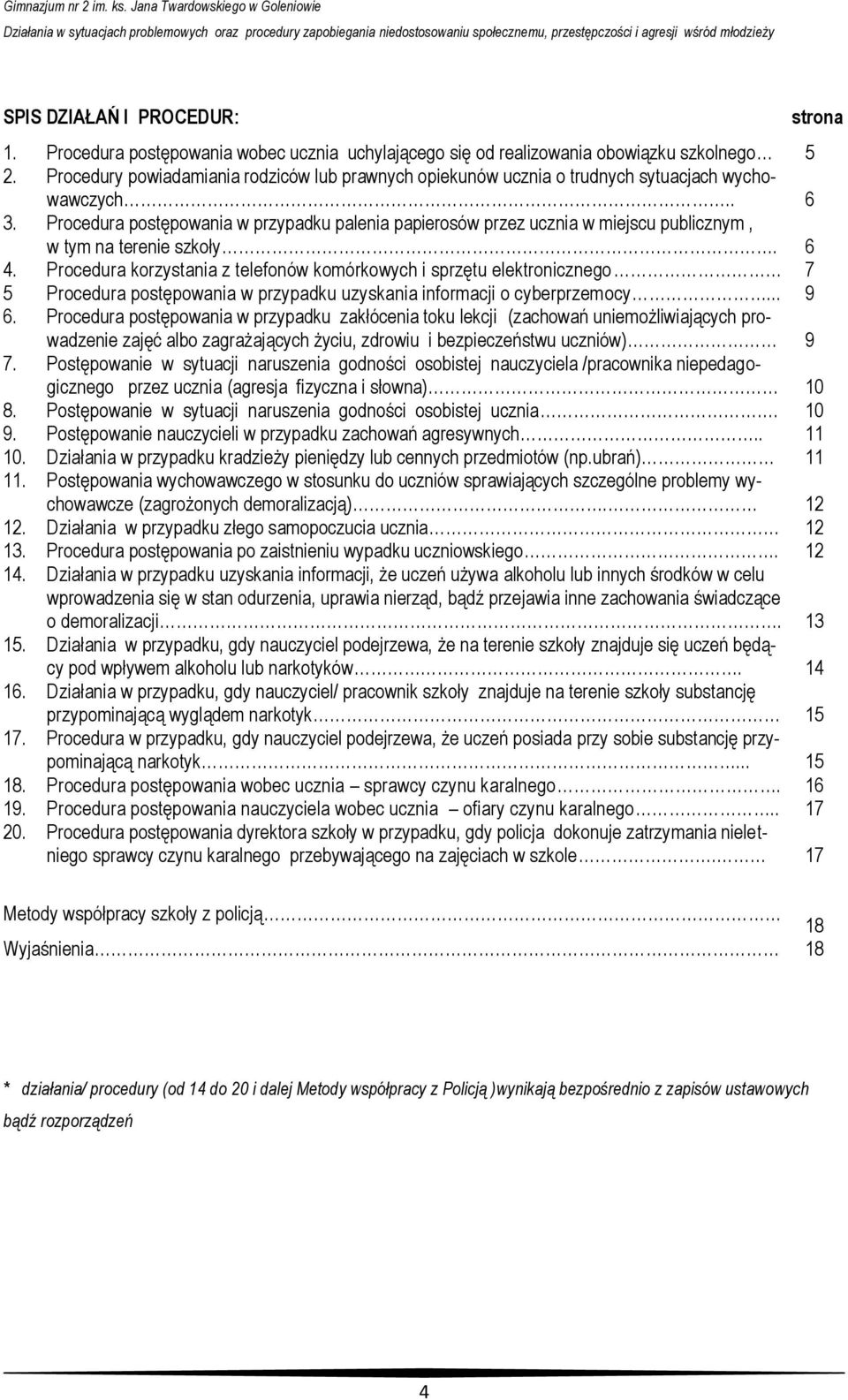 Procedura postępowania w przypadku palenia papierosów przez ucznia w miejscu publicznym, w tym na terenie szkoły. 6 4.