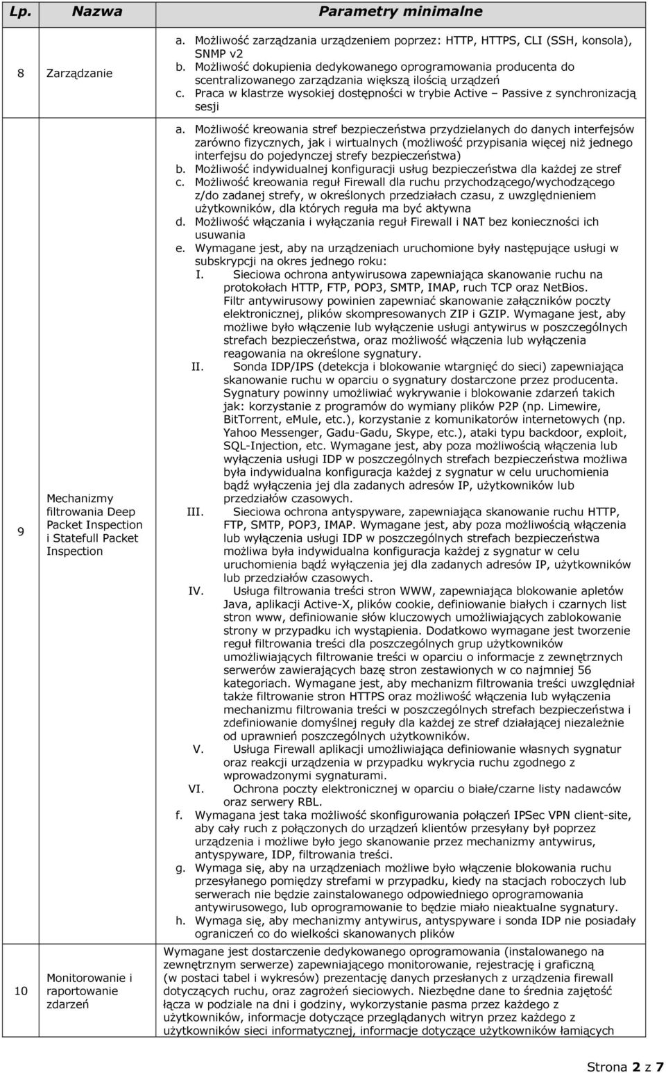 Praca w klastrze wysokiej dostępności w trybie Active Passive z synchronizacją sesji 9 10 Mechanizmy filtrowania Deep Packet Inspection i Statefull Packet Inspection Monitorowanie i raportowanie