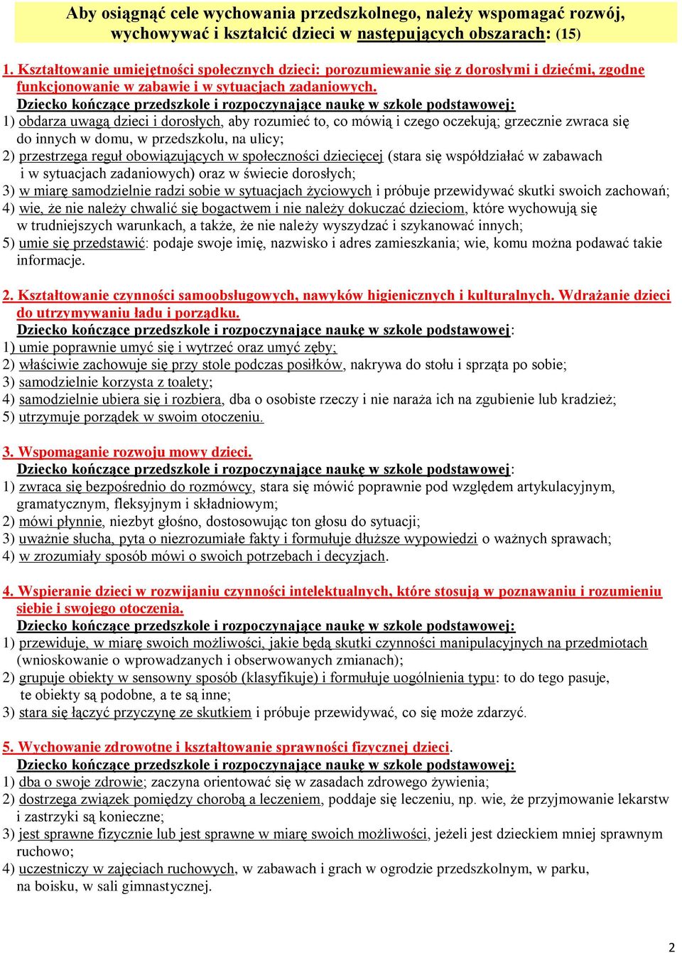 1) obdarza uwagą dzieci i dorosłych, aby rozumieć to, co mówią i czego oczekują; grzecznie zwraca się do innych w domu, w przedszkolu, na ulicy; 2) przestrzega reguł obowiązujących w społeczności