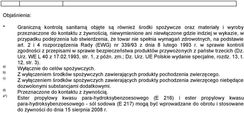 w sprawie kontroli zgodności z przepisami w sprawie bezpieczeństwa produktów przywożonych z państw trzecich (Dz. Urz. WE L 40 z 17.02.1993, str. 1, z późn. zm.; Dz. Urz. UE Polskie wydanie specjalne, rozdz.