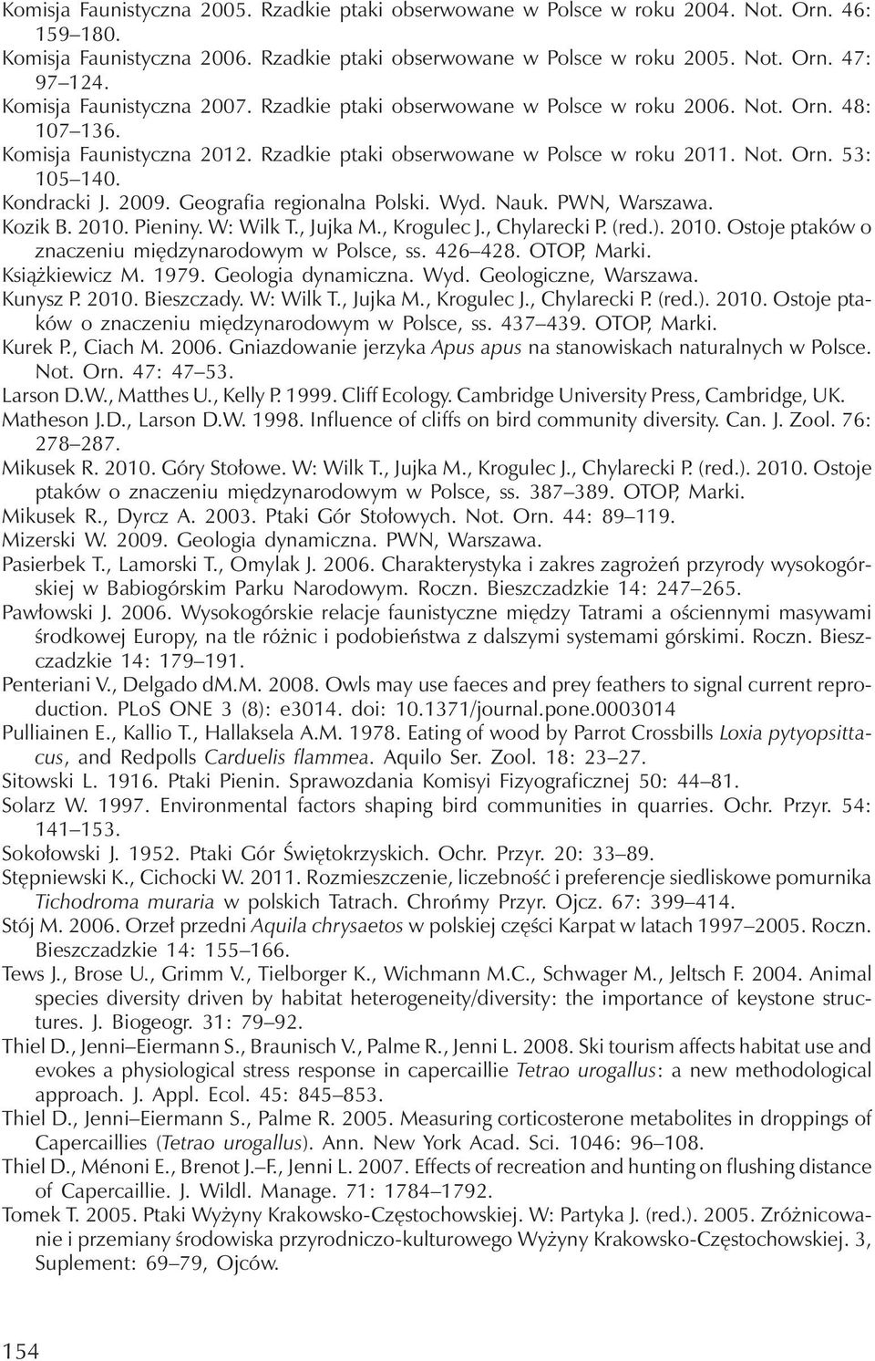 Kondracki J. 2009. Geografia regionalna Polski. Wyd. Nauk. PWN, Warszawa. Kozik B. 2010. Pieniny. W: Wilk T., Jujka M., Krogulec J., Chylarecki P. (red.). 2010. Ostoje ptaków o znaczeniu międzynarodowym w Polsce, ss.