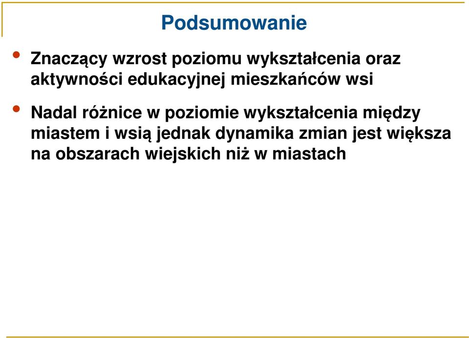 poziomie wykształcenia między miastem i wsią jednak