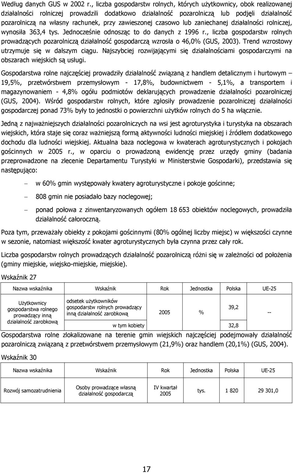 zawieszonej czasowo lub zaniechanej działalności rolniczej, wynosiła 363,4 tys. Jednocześnie odnosząc to do danych z 1996 r.