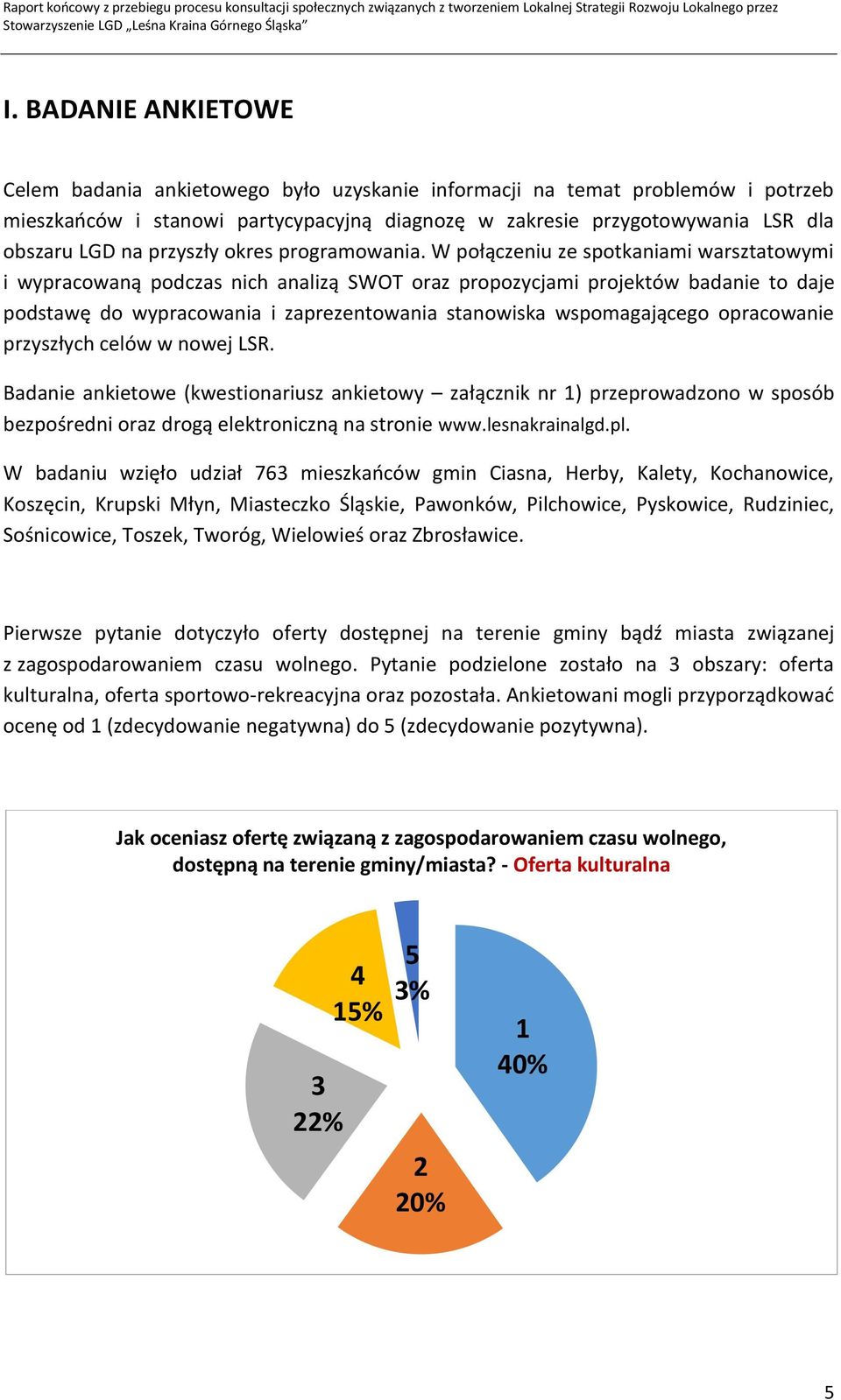 W połączeniu ze spotkaniami warsztatowymi i wypracowaną podczas nich analizą SWOT oraz propozycjami projektów badanie to daje podstawę do wypracowania i zaprezentowania stanowiska wspomagającego