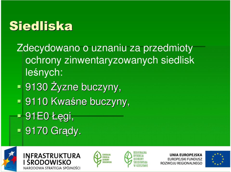 siedlisk leśnych: 9130 Żyzne buczyny,