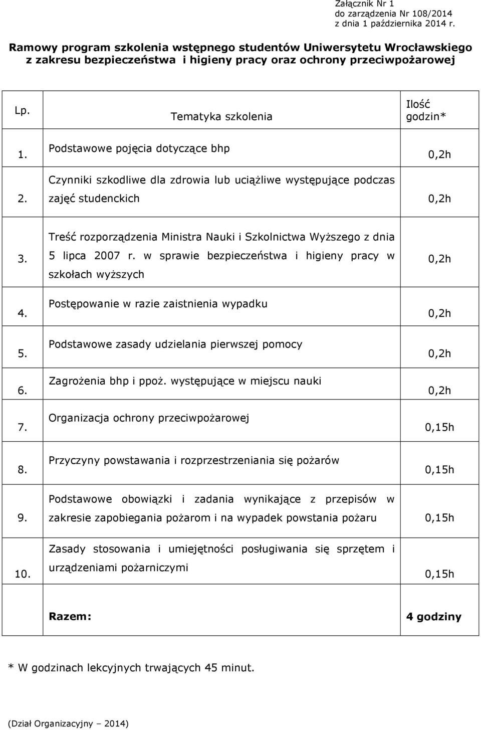 Treść rozporządzenia Ministra Nauki i Szkolnictwa Wyższego z dnia 5 lipca 2007 r. w sprawie bezpieczeństwa i higieny pracy w szkołach wyższych 4. Postępowanie w razie zaistnienia wypadku 5.