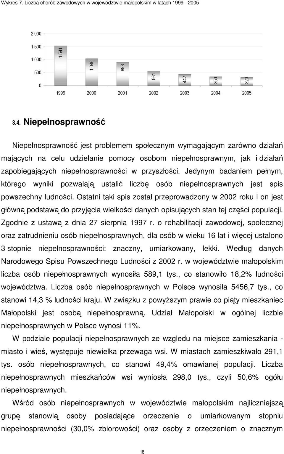 niepełnosprawnym, jak i działań zapobiegających niepełnosprawności w przyszłości. Jedynym badaniem pełnym, którego wyniki pozwalają ustalić liczbę osób niepełnosprawnych jest spis powszechny ludności.