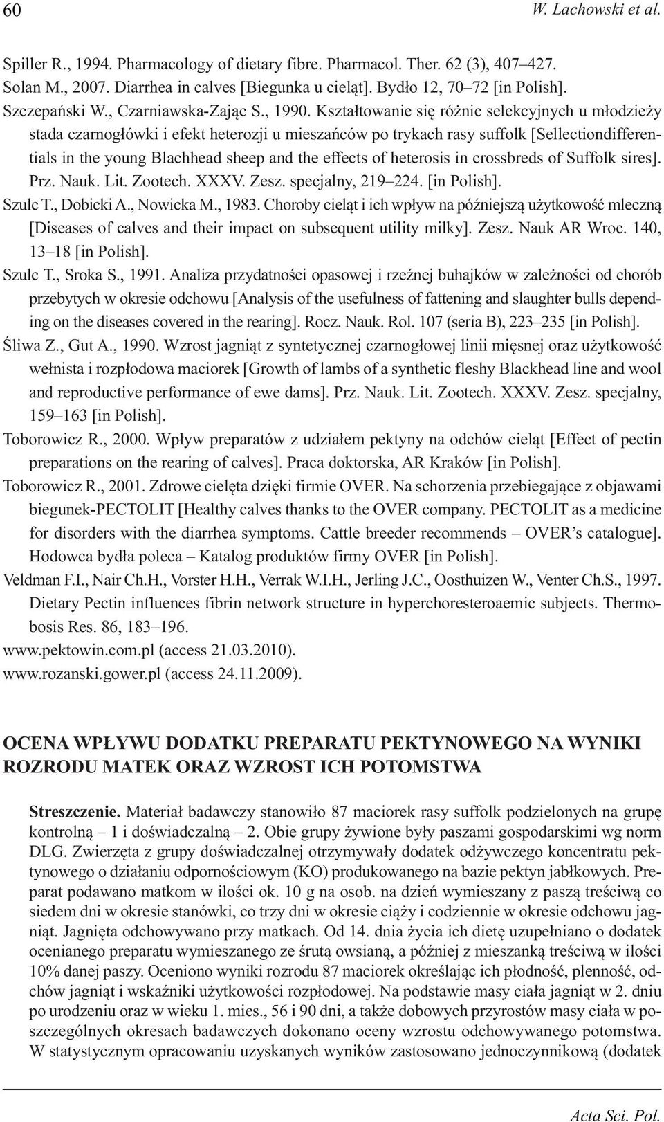 Kształtowanie się różnic selekcyjnych u młodzieży stada czarnogłówki i efekt heterozji u mieszańców po trykach rasy suffolk [Sellectiondifferentials in the young Blachhead sheep and the effects of