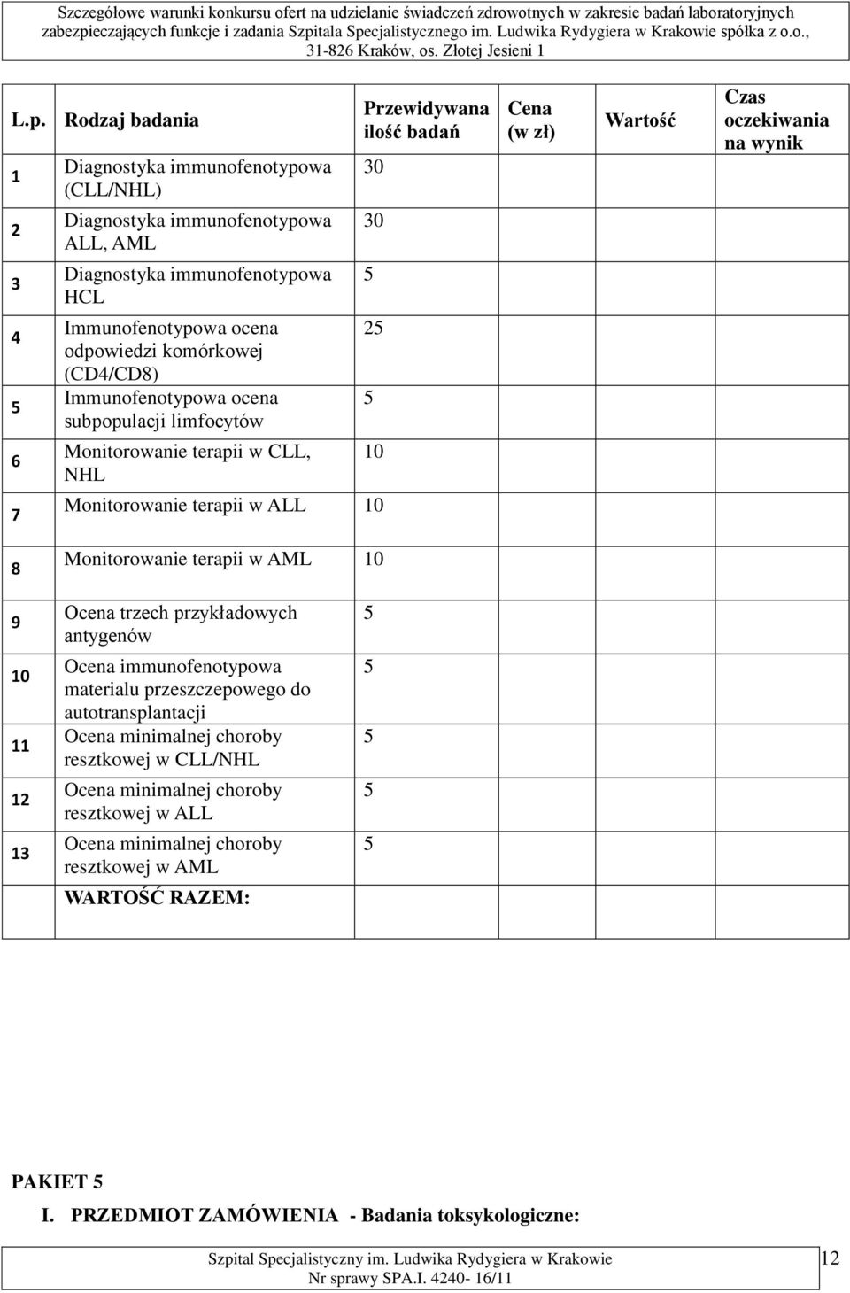 oczekiwania na wynik 8 Monitorowanie terapii w AML 10 9 10 11 12 13 Ocena trzech przykładowych antygenów Ocena immunofenotypowa materialu przeszczepowego do autotransplantacji Ocena