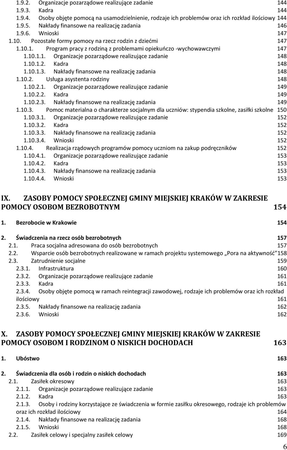 10.1.1. Organizacje pozarządowe realizujące zadanie 148 1.10.1.2. Kadra 148 1.10.1.3. Nakłady finansowe na realizację zadania 148 1.10.2. Usługa asystenta rodziny 148 1.10.2.1. Organizacje pozarządowe realizujące zadanie 149 1.