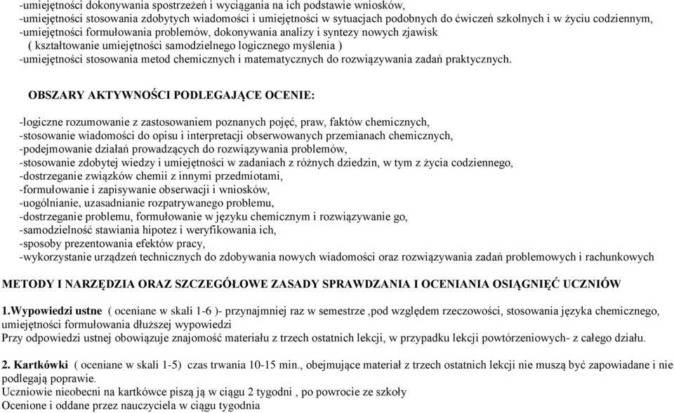 chemicznych i matematycznych do rozwiązywania zadań praktycznych.