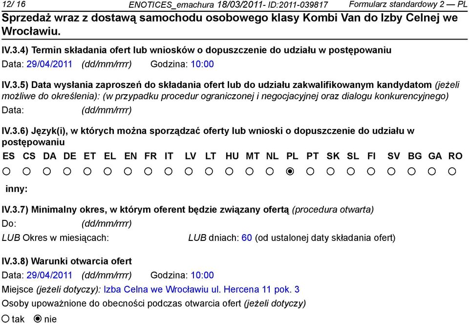 konkurencyjnego) Data: (dd/mm/rrrr) IV.3.