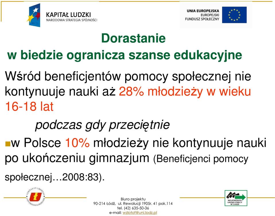 16-18 lat podczas gdy przeciętnie w Polsce 10% młodzieŝy nie