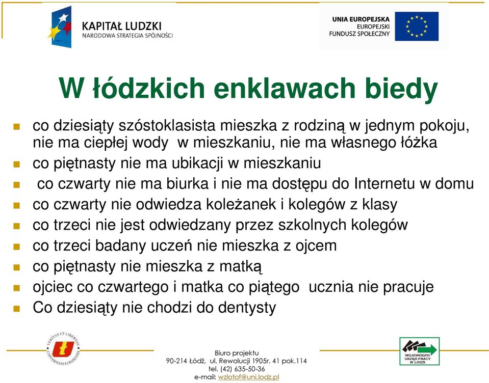 nie odwiedza koleŝanek i kolegów z klasy co trzeci nie jest odwiedzany przez szkolnych kolegów co trzeci badany uczeń nie mieszka z