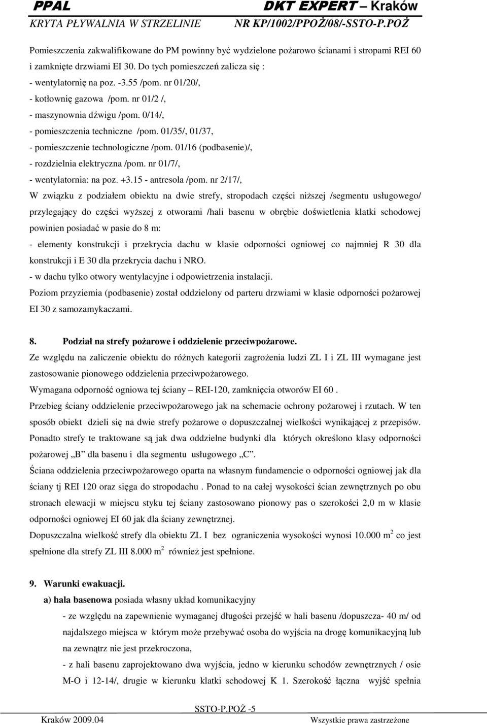 01/16 (podbasenie)/, - rozdzielnia elektryczna /pom. nr 01/7/, - wentylatornia: na poz. +3.15 - antresola /pom.