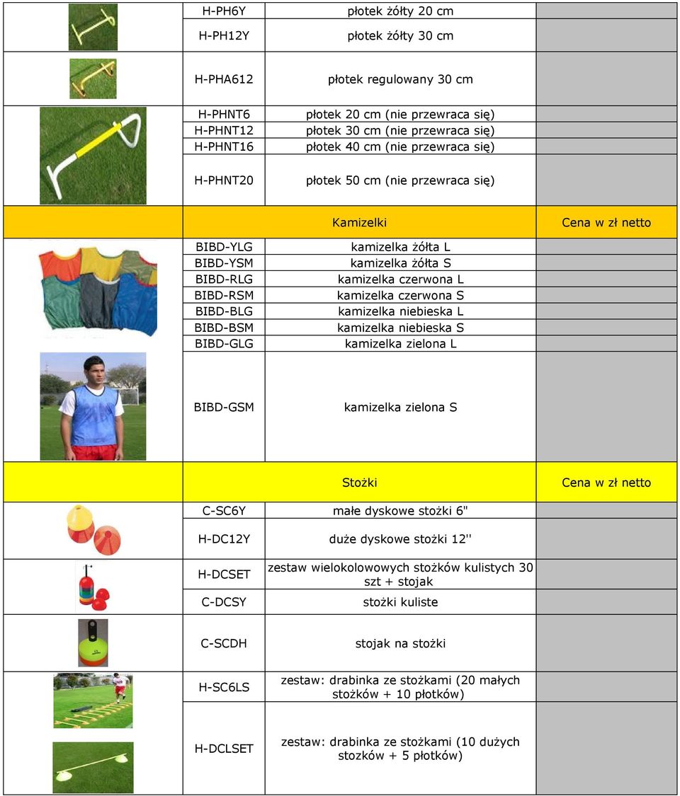 czerwona S kamizelka niebieska L kamizelka niebieska S kamizelka zielona L BIBD-GSM kamizelka zielona S Stożki C-SC6Y małe dyskowe stożki 6" H-DC12Y H-DCSET C-DCSY duże dyskowe stożki 12'' zestaw