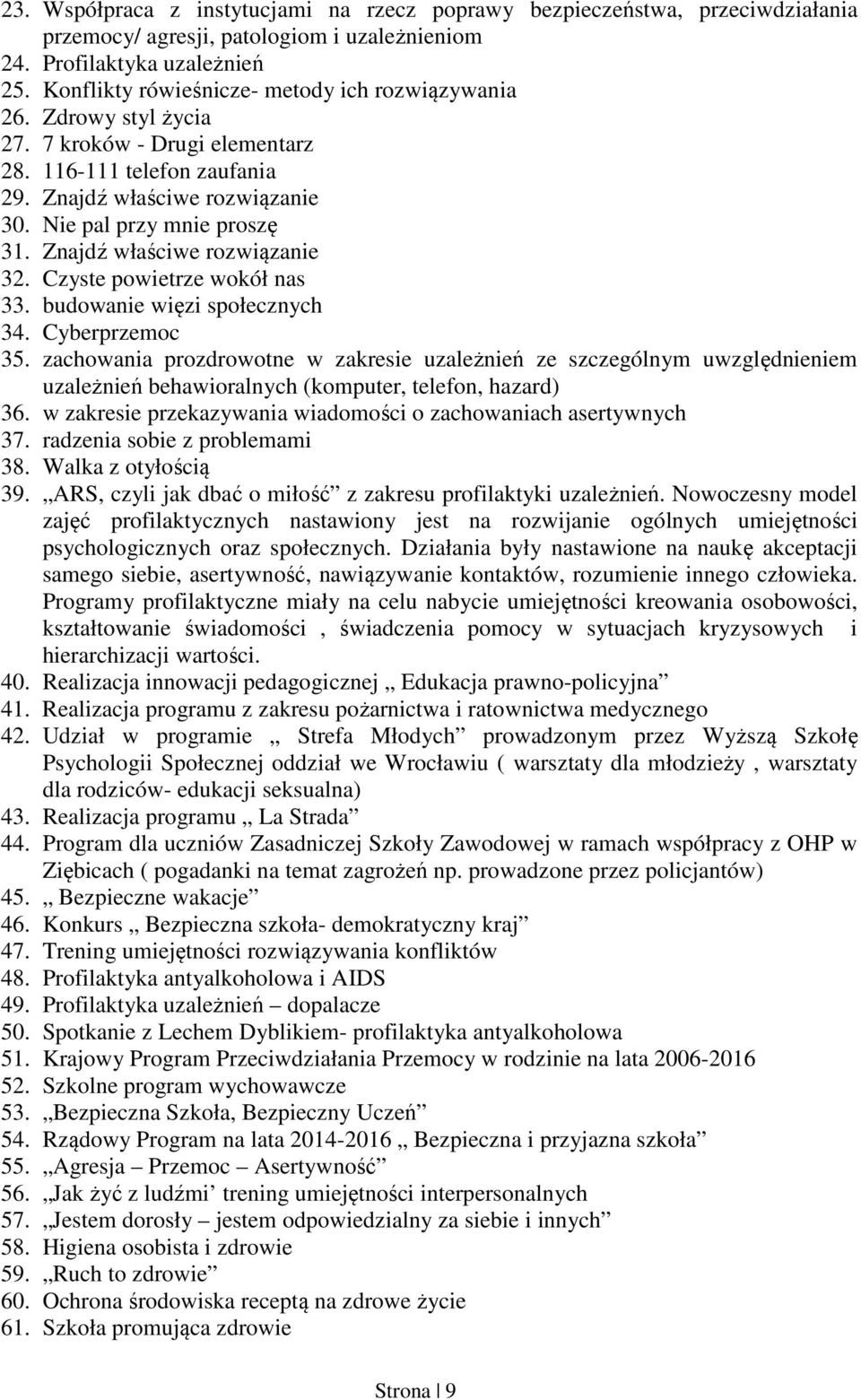 Znajdź właściwe rozwiązanie 32. Czyste powietrze wokół nas 33. budowanie więzi społecznych 34. Cyberprzemoc 35.