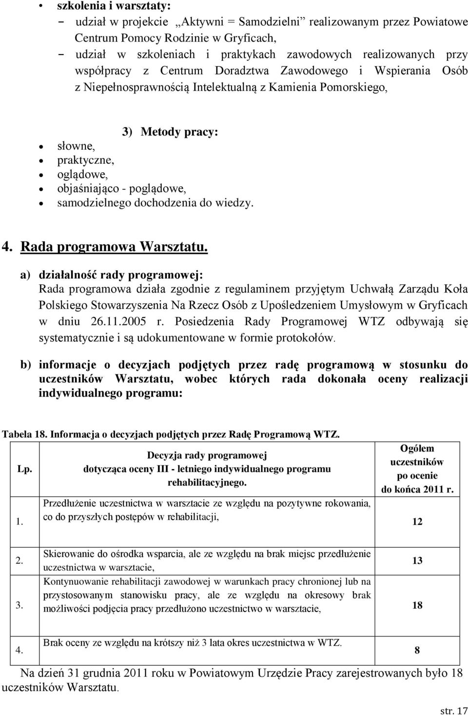 samodzielnego dochodzenia do wiedzy. 4. Rada programowa Warsztatu.