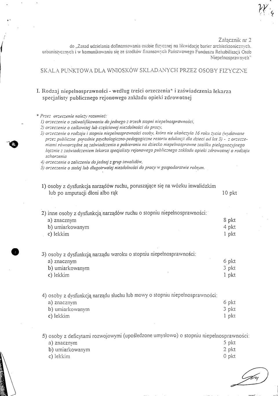 Rodzaj niepełnosprawności - według treści orzeczenia* i zaświadczenia lekarza specjalisty publicznego rejonowego zakładu opieki zdrow otnej * P rzez orzeczenie należ?