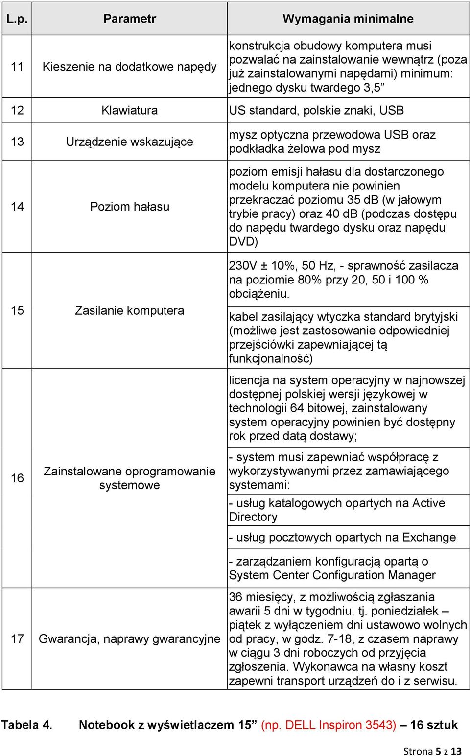 komputera nie powinien przekraczać poziomu 35 db (w jałowym trybie pracy) oraz 40 db (podczas dostępu do napędu twardego dysku oraz napędu DVD) 230V ± 10%, 50 Hz, - sprawność zasilacza na poziomie