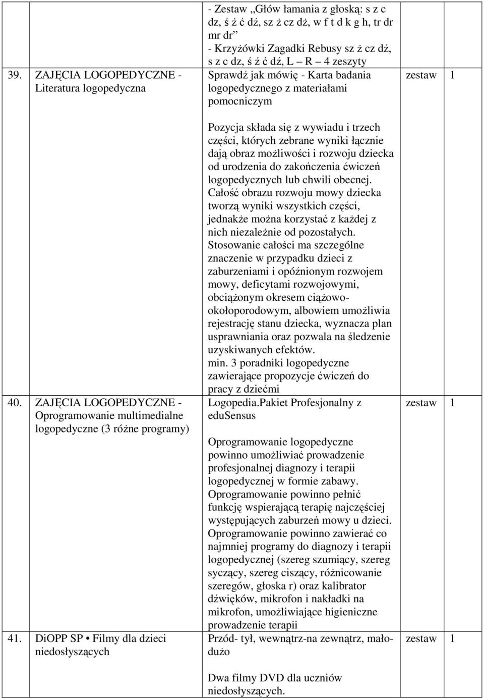 zeszyty Sprawdź jak mówię - Karta badania logopedycznego z materiałami pomocniczym Pozycja składa się z wywiadu i trzech części, których zebrane wyniki łącznie dają obraz możliwości i rozwoju dziecka