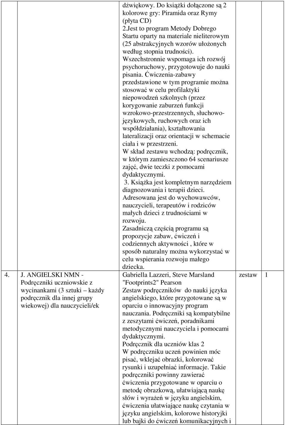 Jest to program Metody Dobrego Startu oparty na materiale nieliterowym (25 abstrakcyjnych wzorów ułożonych według stopnia trudności).