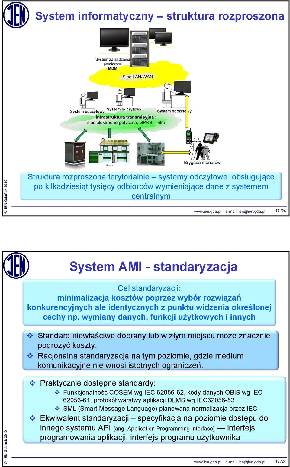 wymiany danych, funkcji użytkowych i innych Standard niewłaściwe dobrany lub w złym miejscu może znacznie podrożyć koszty.