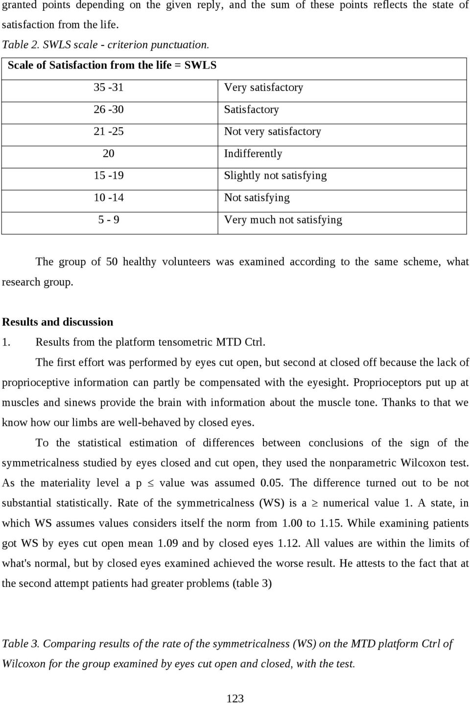 satisfying The group of 50 healthy volunteers was examined according to the same scheme, what research group. Results and discussion 1. Results from the platform tensometric MTD Ctrl.