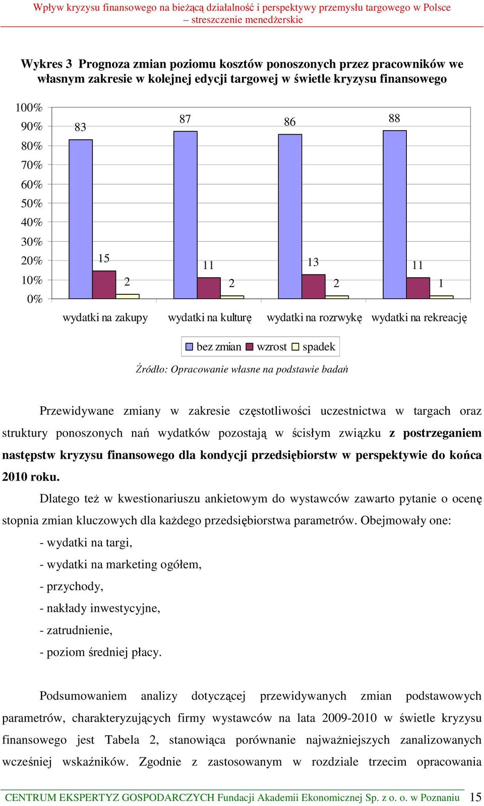 zakresie częstotliwości uczestnictwa w targach oraz struktury ponoszonych nań wydatków pozostają w ścisłym związku z postrzeganiem następstw kryzysu finansowego dla kondycji przedsiębiorstw w