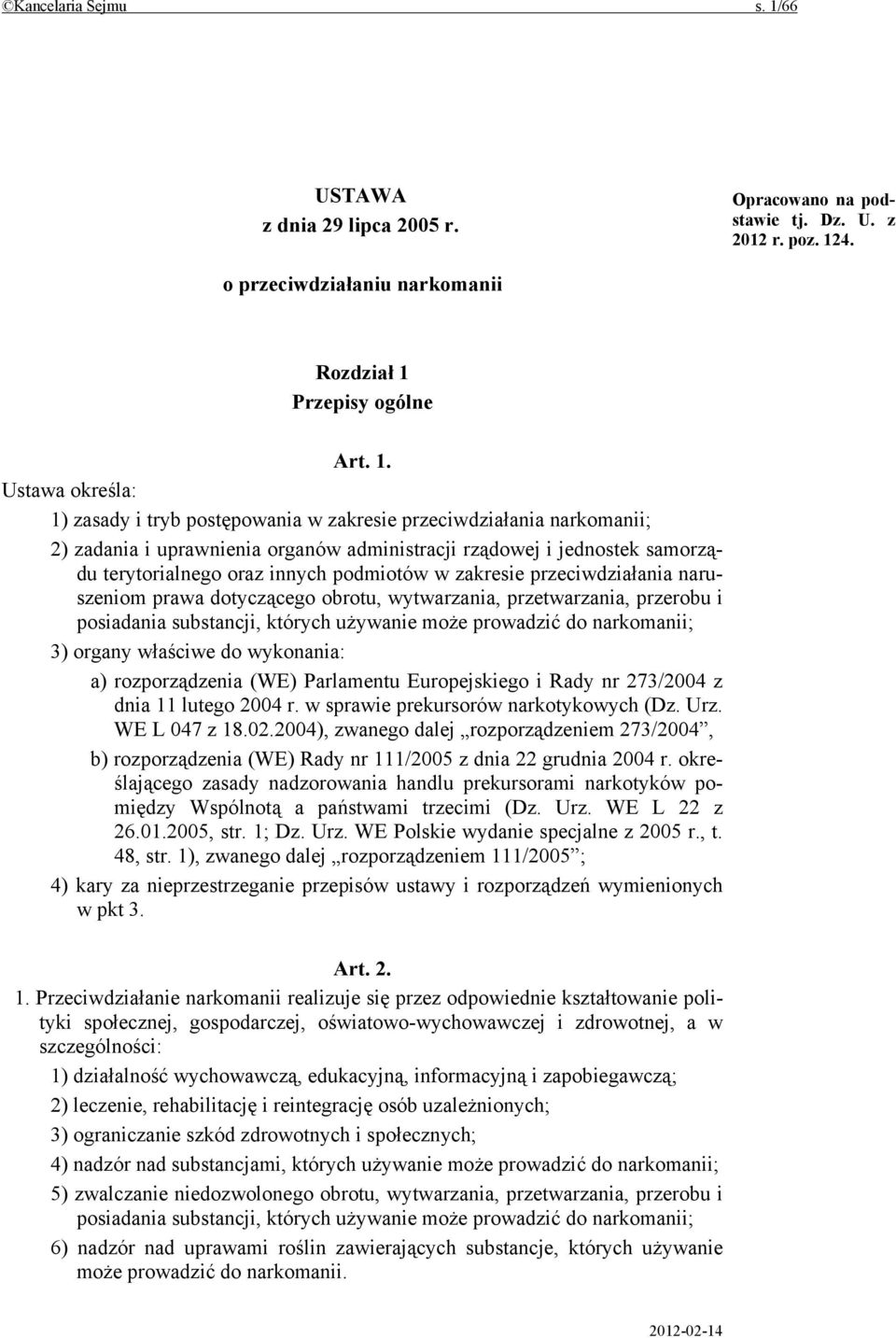 4. o przeciwdziałaniu narkomanii Rozdział 1 