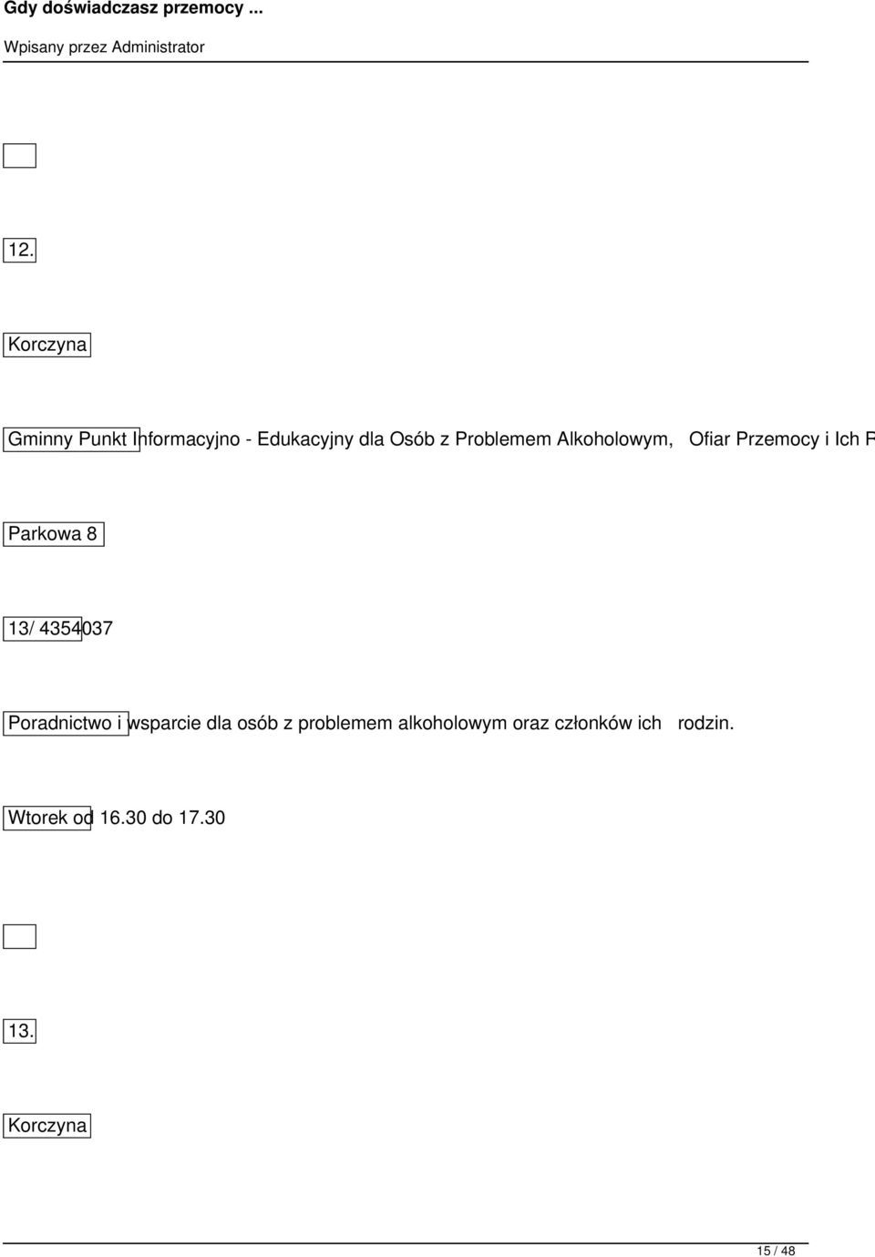 4354037 Poradnictwo i wsparcie dla osób z problemem alkoholowym