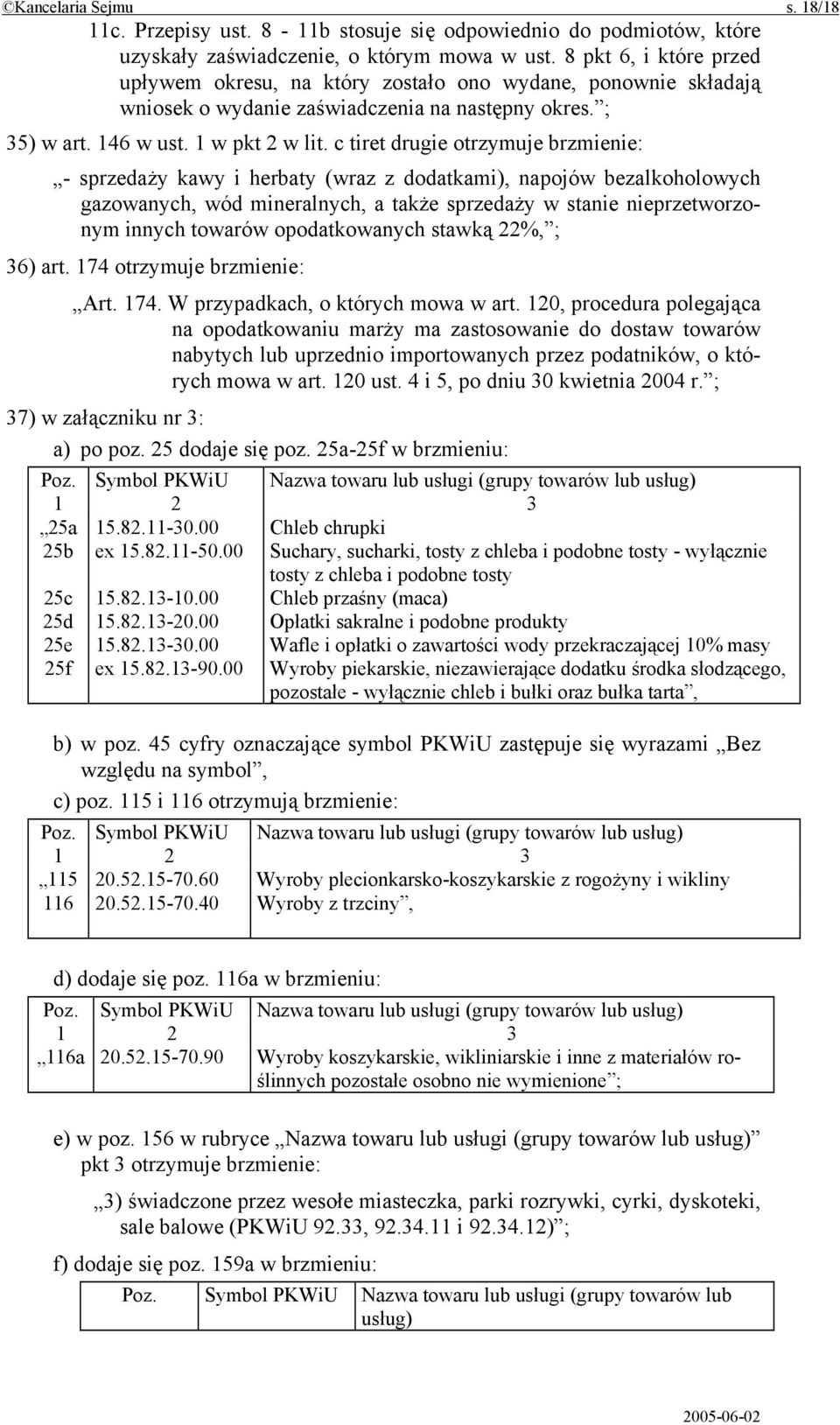 c tiret drugie otrzymuje brzmienie: - sprzedaży kawy i herbaty (wraz z dodatkami), napojów bezalkoholowych gazowanych, wód mineralnych, a także sprzedaży w stanie nieprzetworzonym innych towarów