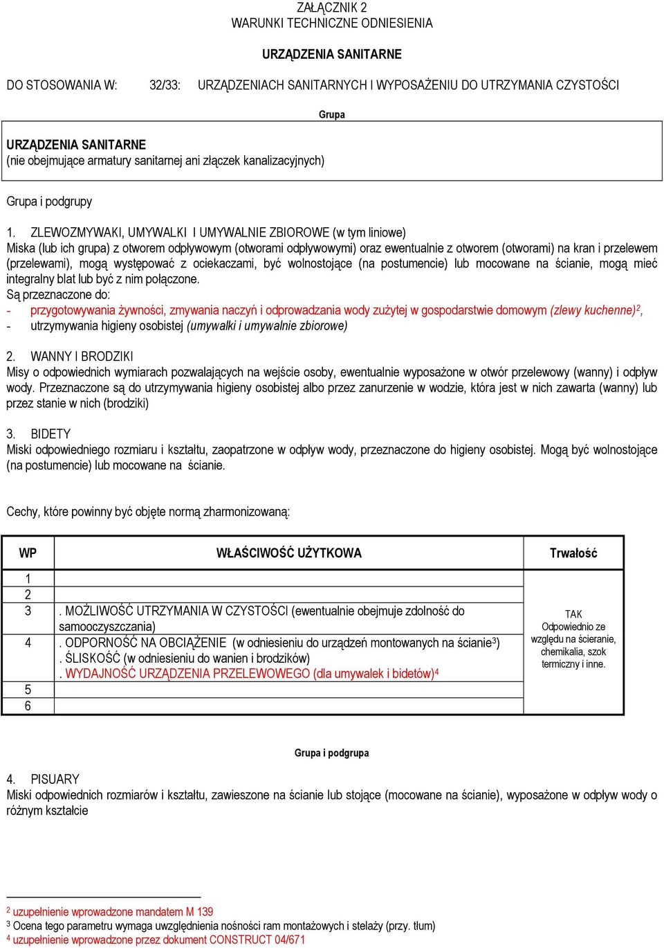 ZLEWOZMYWAKI, UMYWALKI I UMYWALNIE ZBIOROWE (w tym liniowe) Miska (lub ich grupa) z otworem odpływowym (otworami odpływowymi) oraz ewentualnie z otworem (otworami) na kran i przelewem (przelewami),