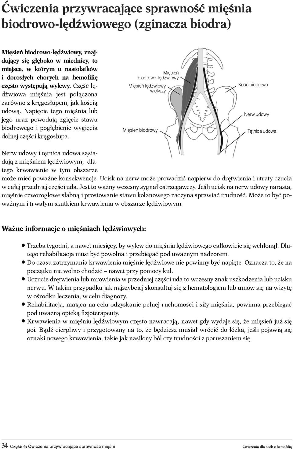 Napięcie tego mięśnia lub jego uraz powodują zgięcie stawu biodrowego i pogłębienie wygięcia dolnej części kręgosłupa.